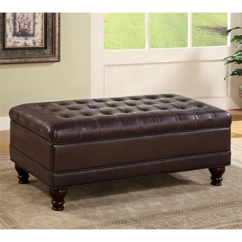 Coaster Faux Leather Storage Ottoman in Dark Brown Cymax Business