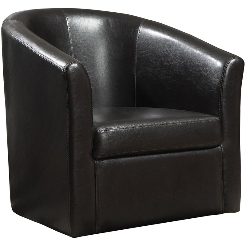 Coaster Faux Leather Swivel Accent Chair in Dark Brown Cymax Business