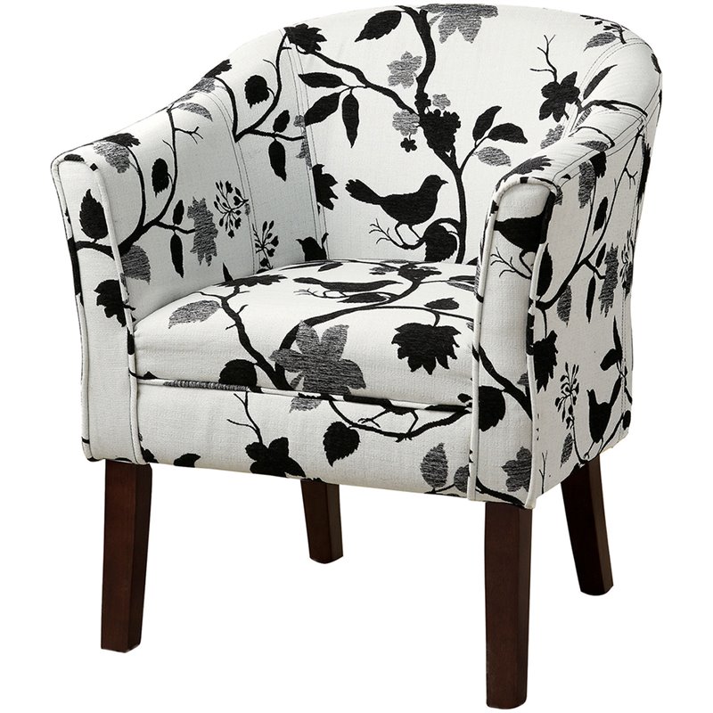 Coaster Upholstered Floral Accent Chair in Black and White Cymax Business