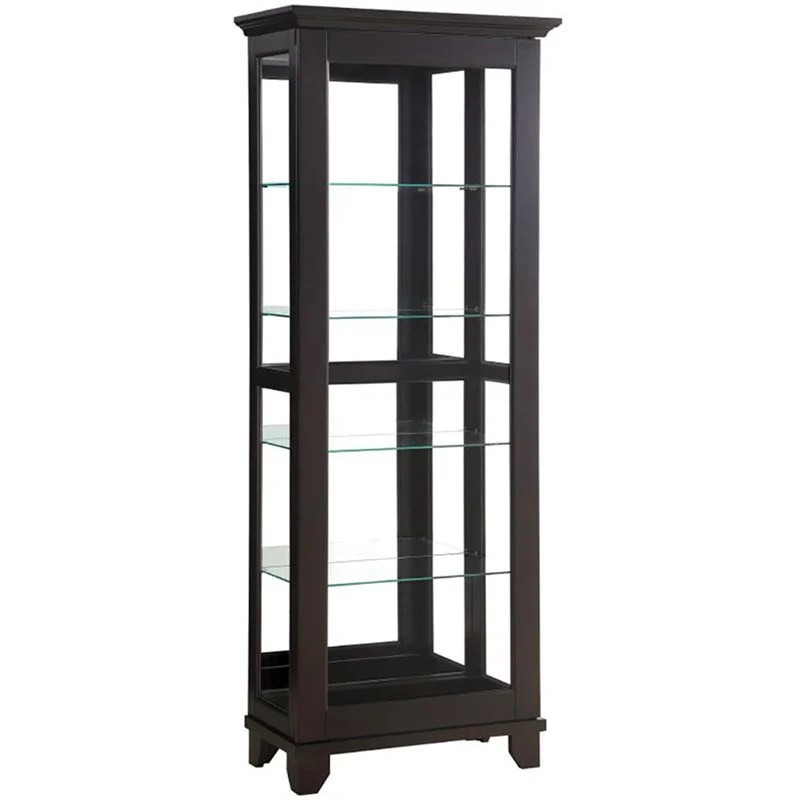 Coaster 5 Shelf Curio with Can Lighting in Medium Brown 950187