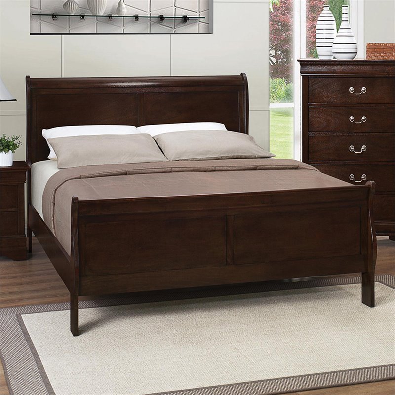 Coaster Louis Philippe Queen Sleigh Bed in Cappuccino 202411Q