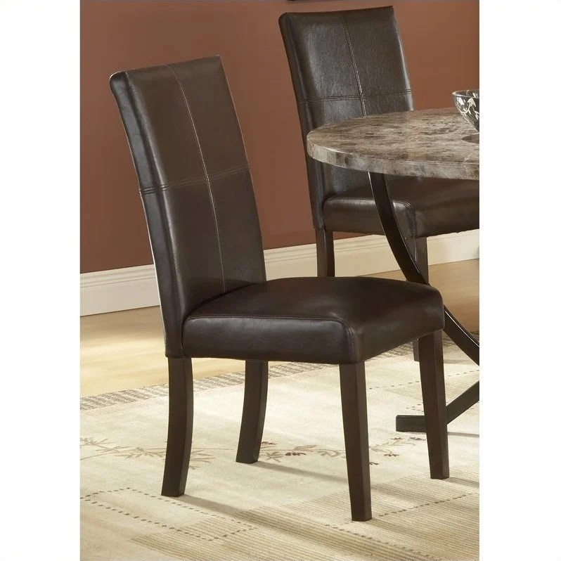 Hillsdale Monaco Leather Parson Dining Chair in Espresso (Set of 2