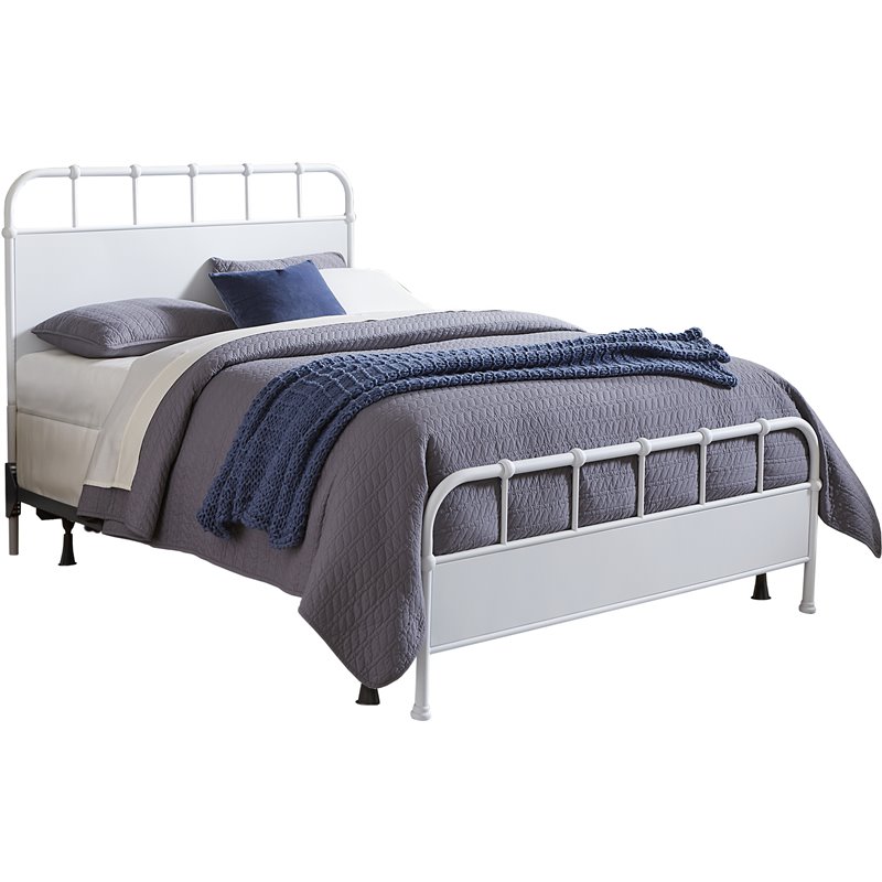Hillsdale Furniture Grayson Queen Metal Bed Textured White