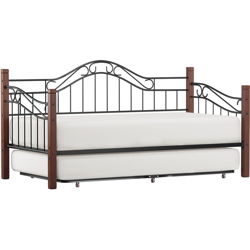 Cherry Wood Daybed With Trundle Hillsdale Matson Daybed with Trundle in Cherry and Black Cymax Business