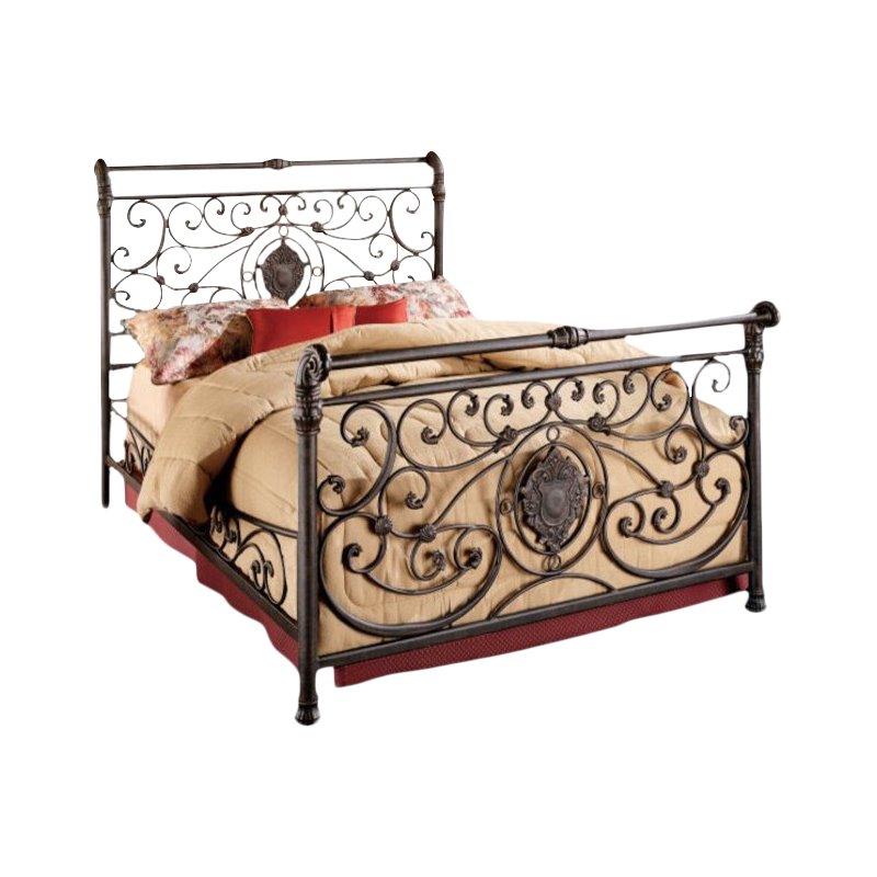 Hillsdale Mercer Metal Sleigh Bed in Antique Brown Finish 1039BXR