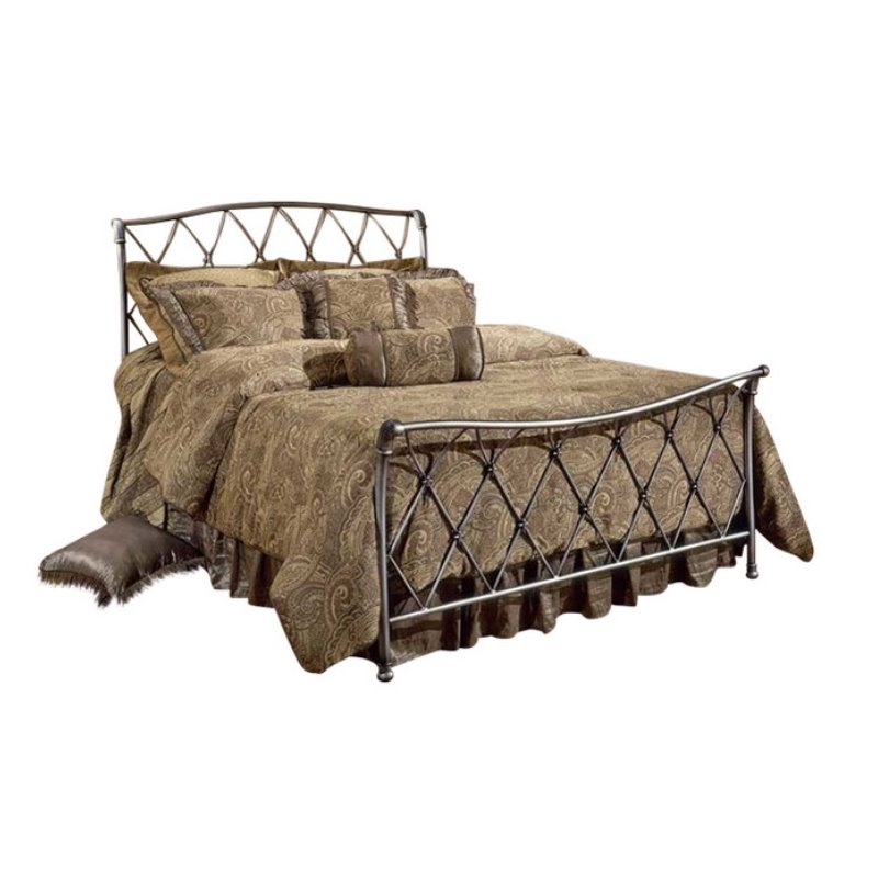Hillsdale Silverton Metal Sleigh Bed in Brushed Silver Finish 1298BXR