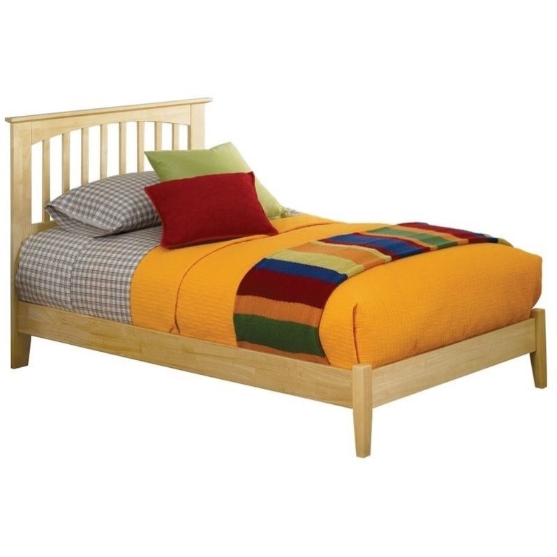 Atlantic Furniture Brooklyn Platform Bed with Open Footrail in Natural