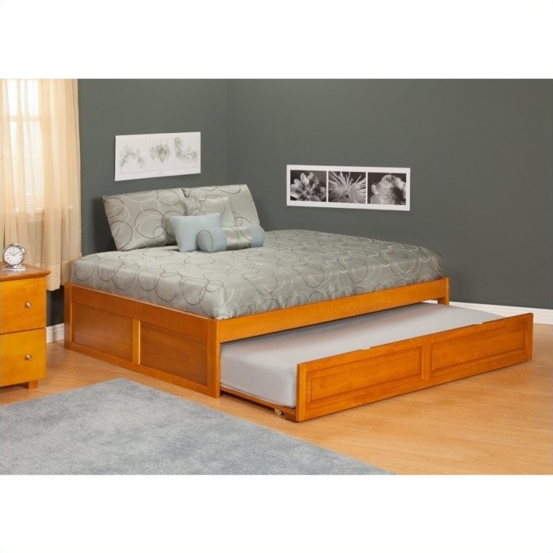 Atlantic Furniture Concord Bed with Trundle Bed in Caramel Latte