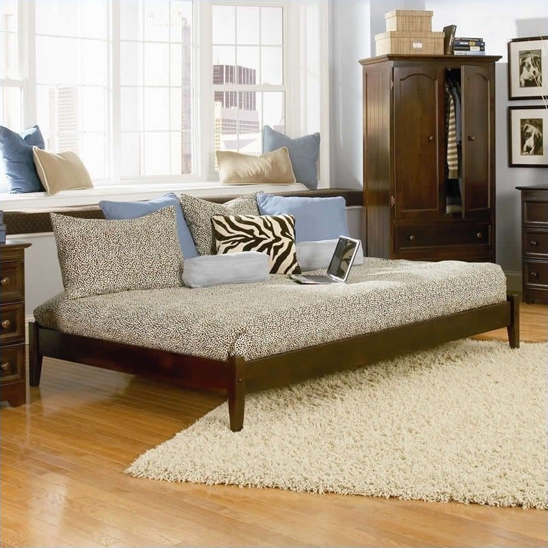 Atlantic Furniture Concord Platform Bed with Trundle in Antique Walnut