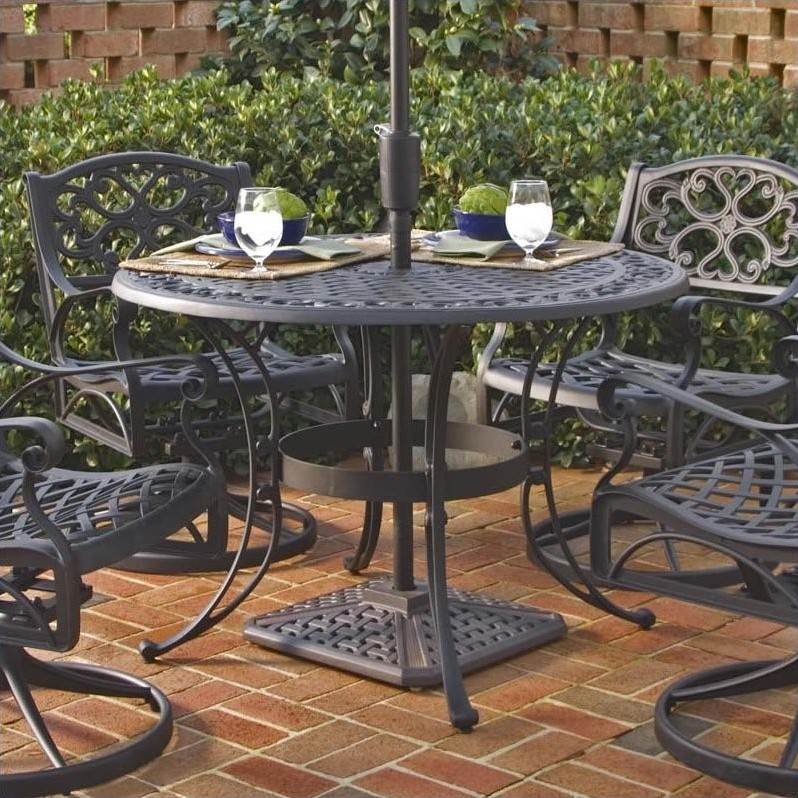 Home Styles Round Outdoor Dining Table in Black 55543X