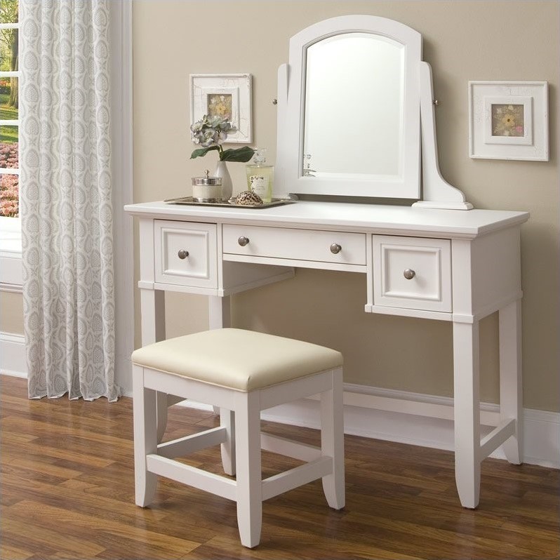 Home Styles Naples Vanity Table Mirror And Bench White Home Styles Naples White Vanity and Bench 553072
