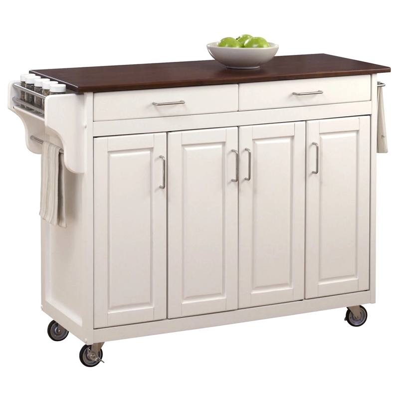 Cart in White Finish with Cherry Top 92001027G