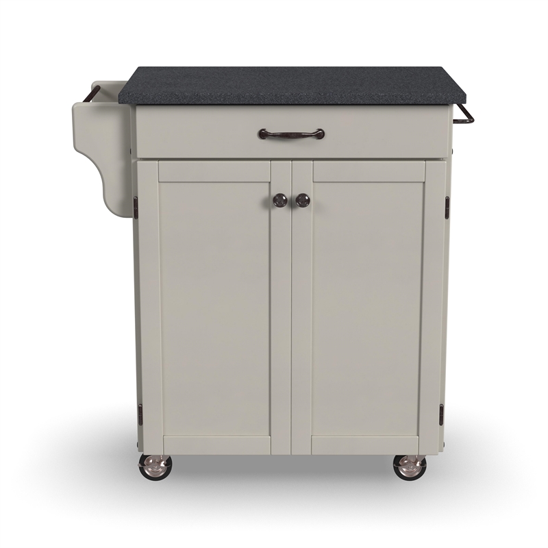 White Wood Kitchen Cart with Granite Top 90010024