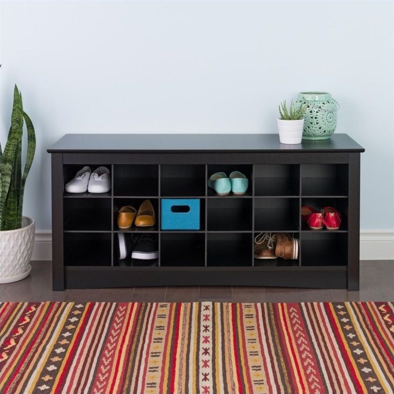 Prepac Black Storage Cubbie Bench Shoe Rack eBay