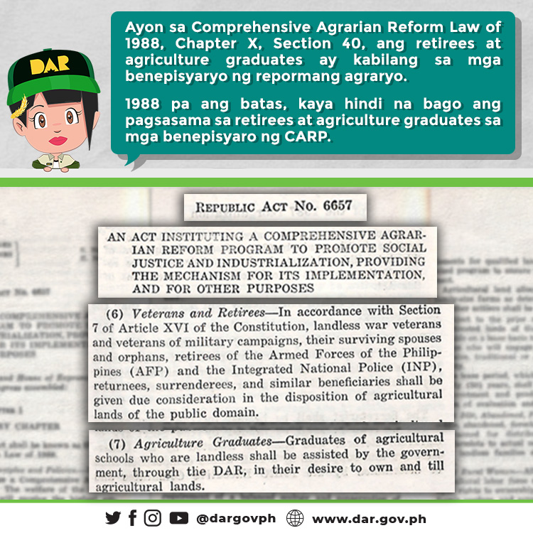 Ang mga karagdagang batayan upang maging isang agrarian reform