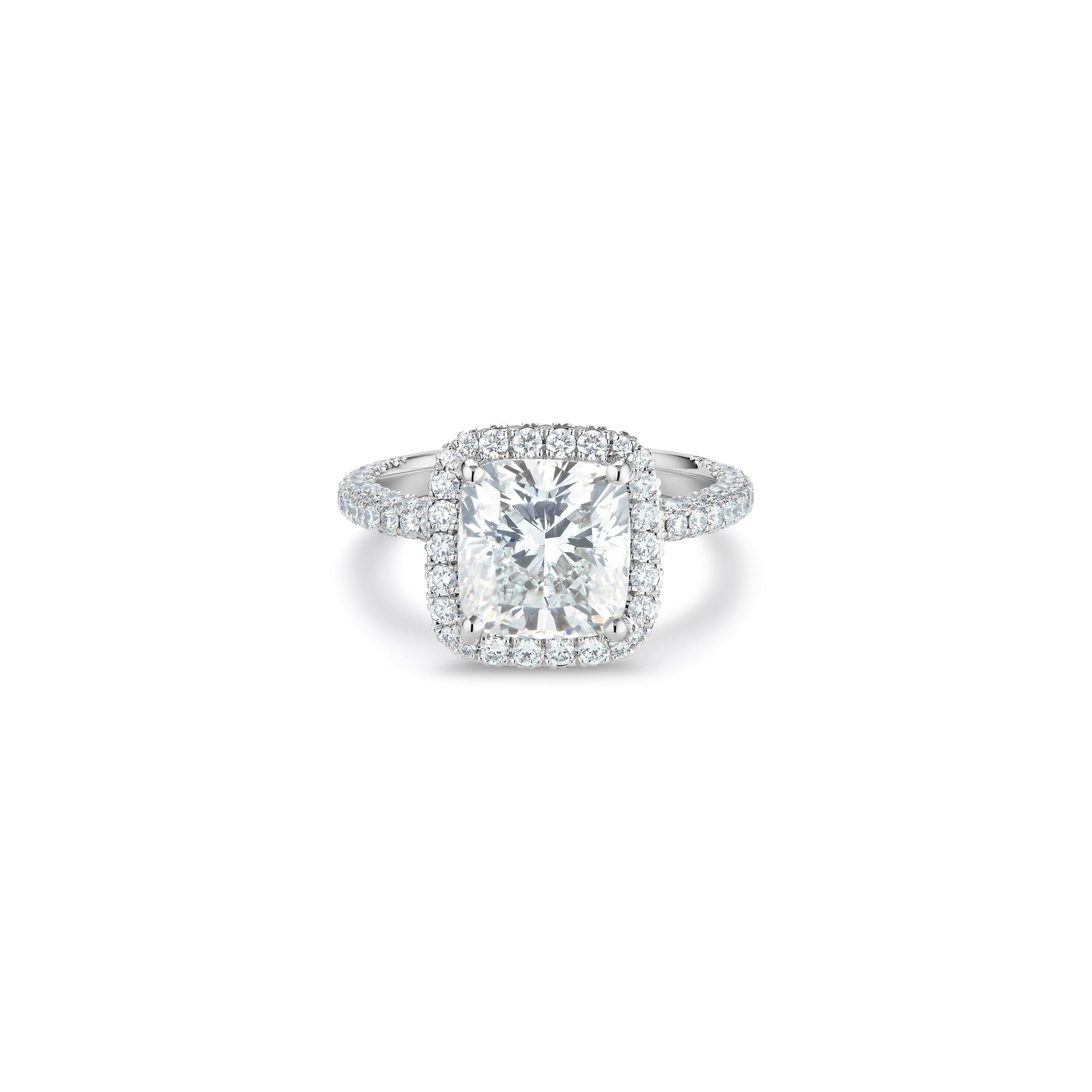 Aura cushioncut diamond ring De Beers UK