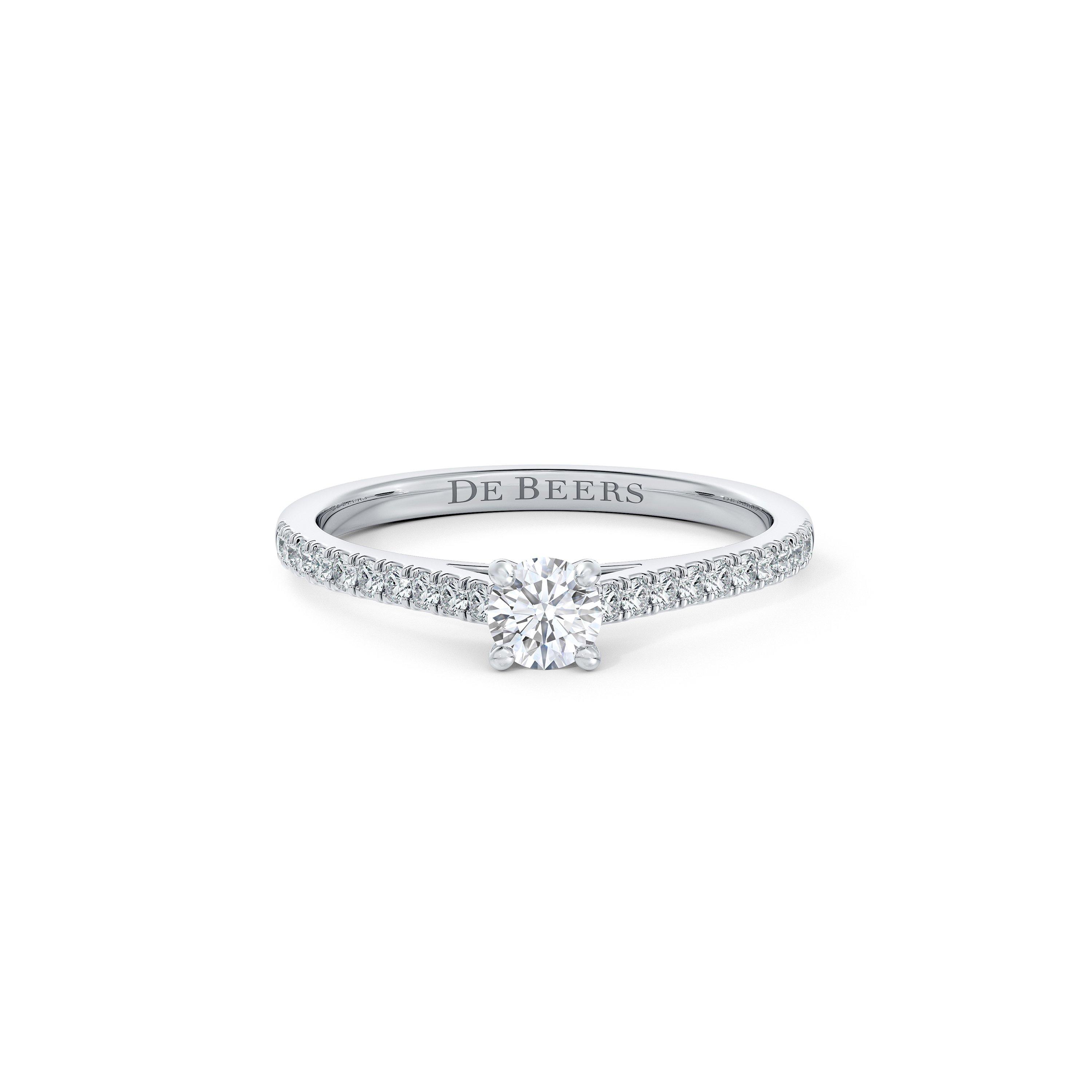 DB Classic Pavé round brilliant diamond ring in platinum De Beers US