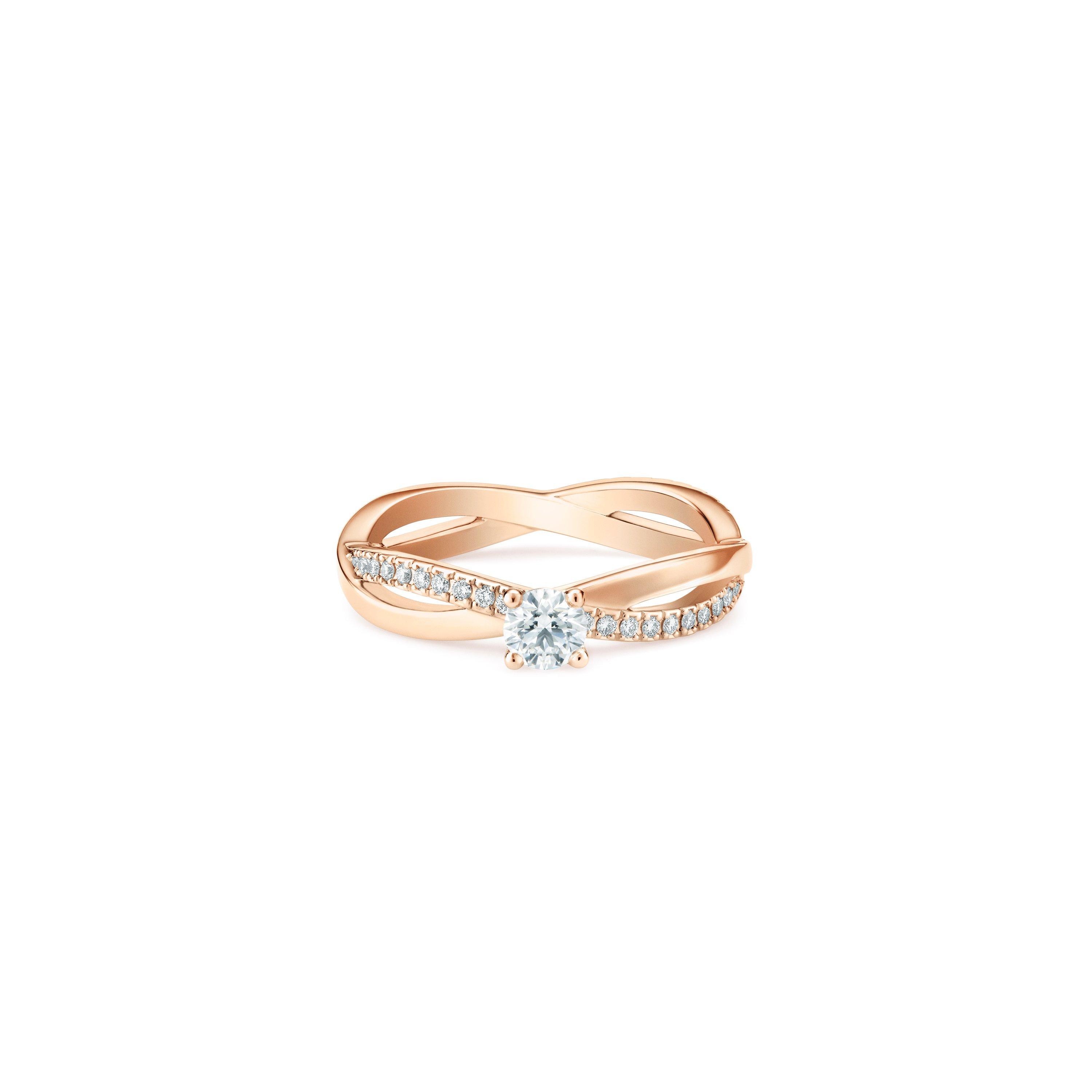 Infinity round brilliant diamond ring in rose gold De Beers US