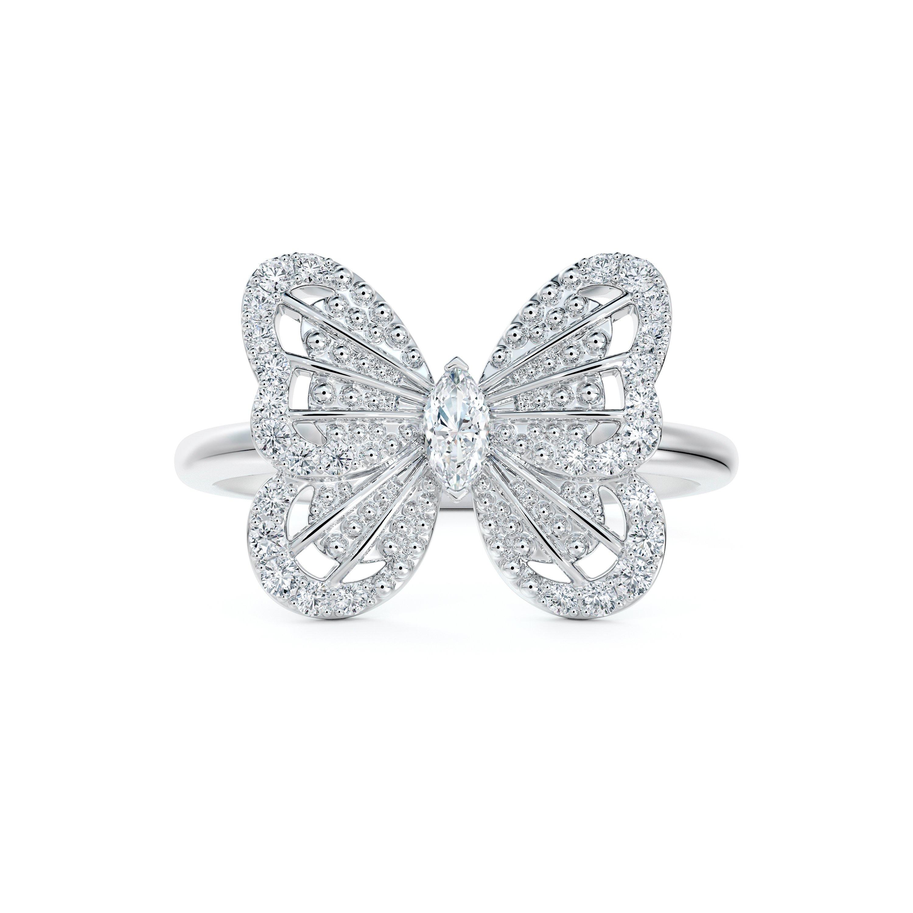 Portraits of Nature butterfly ring in white gold De Beers CA