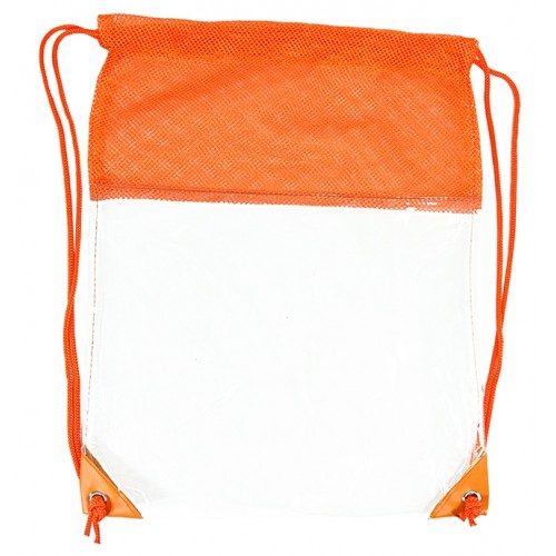 Custom Clear Vinyl/Mesh Drawstring Backpacks