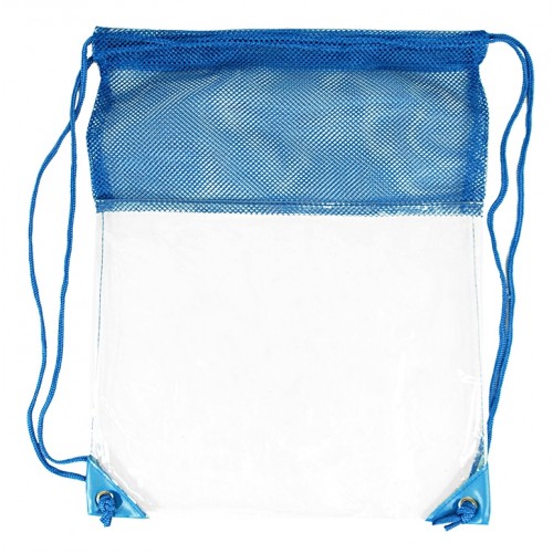 Custom Clear Vinyl/Mesh Drawstring Backpacks
