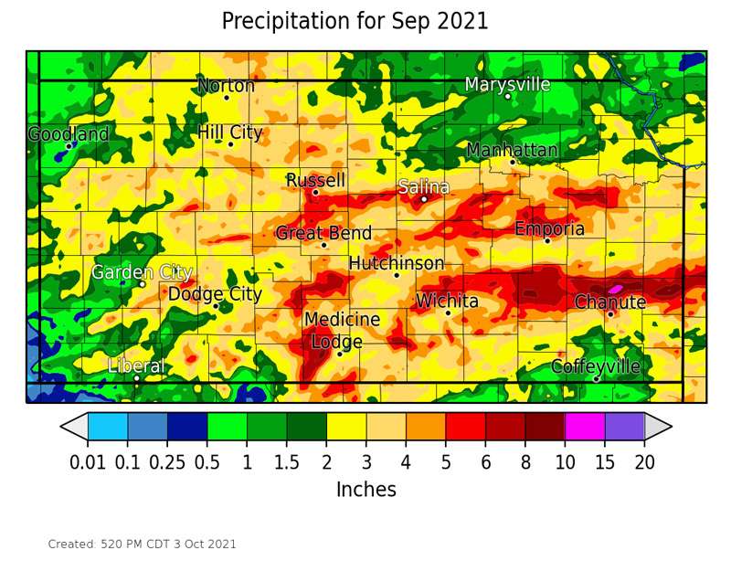 NWS September 2021 warmer, wetter in Salina