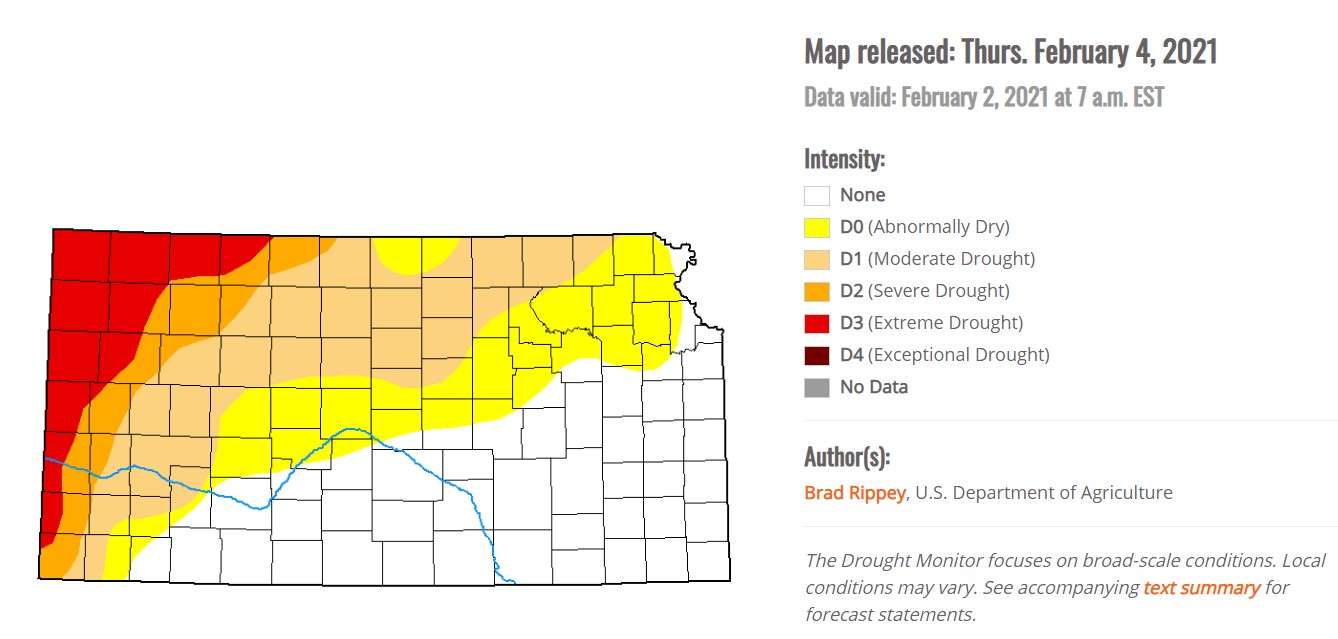 Ellis County remains in moderate drought