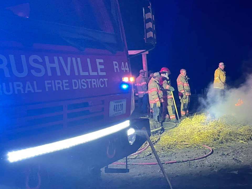 Rushville Volunteer Fire Department battle late night fire