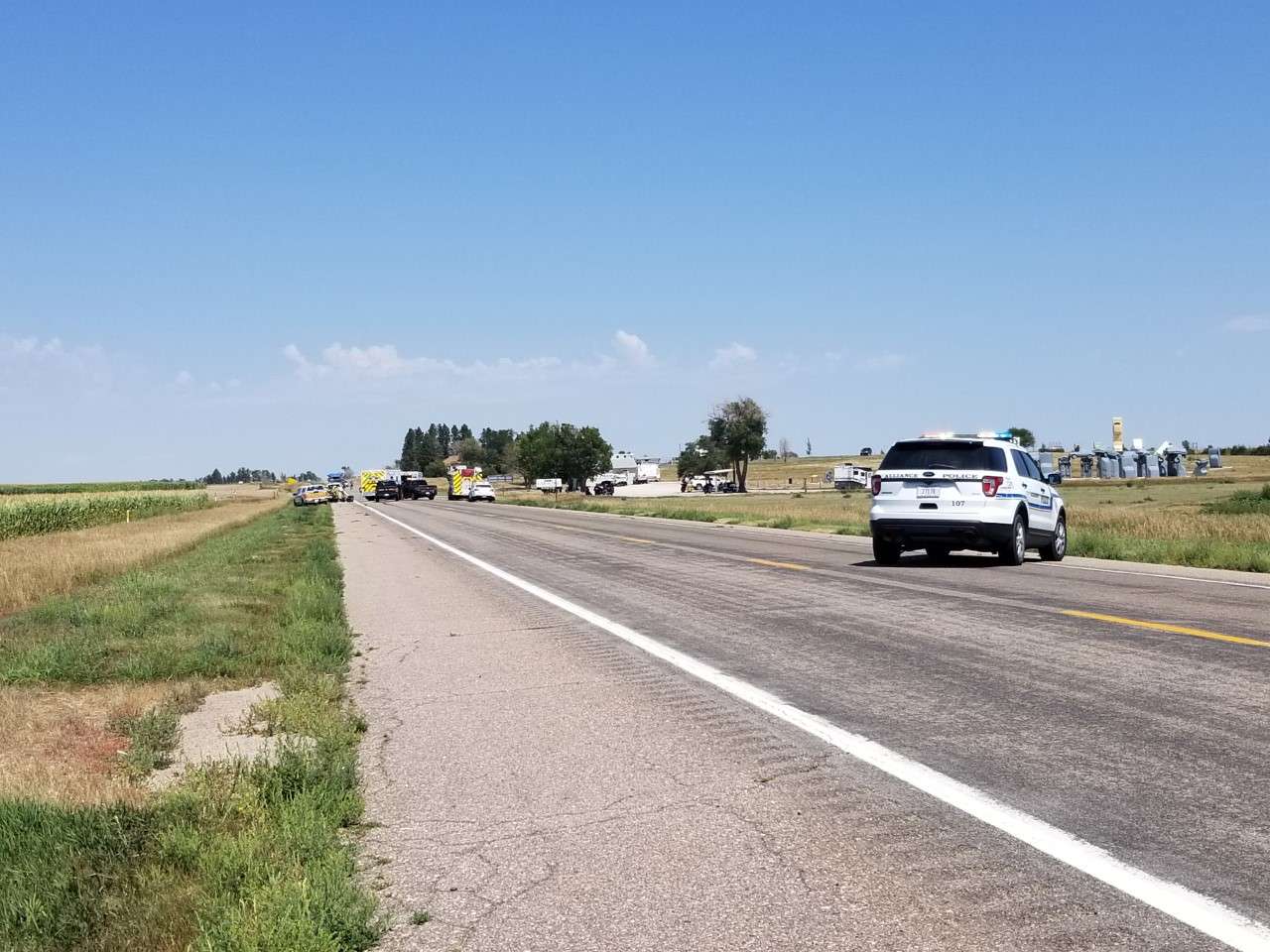 2 people injured in vehiclevsmotorcycle crash north of Alliance