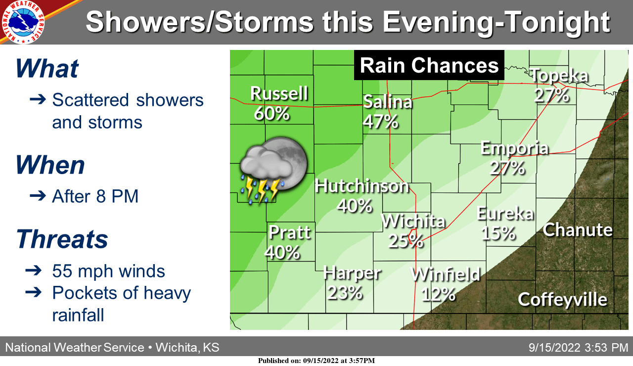 UPDATE NWS adjusts rain chance percentage for Thursday night