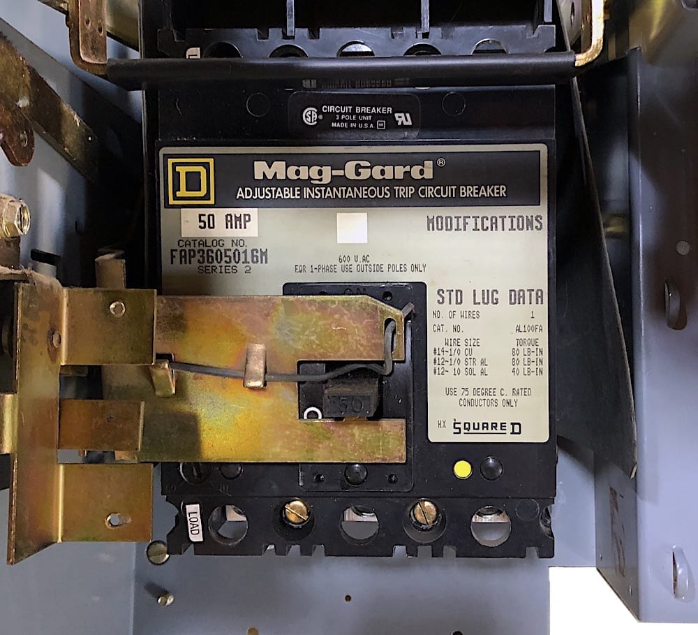 Square D Model 5 Motor Control Bucket w/Size 2 Starter 50 Amp Breaker