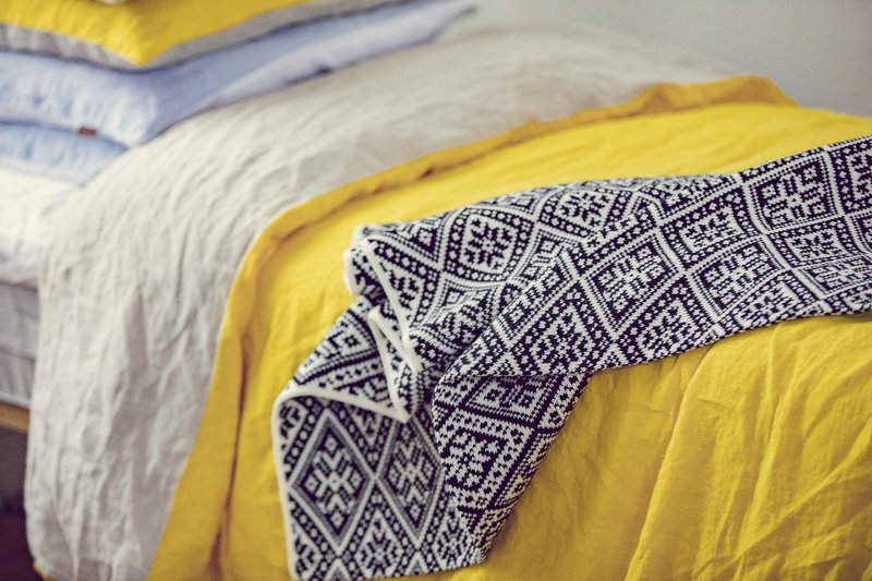 Langø Duvet cover, linen, yellow white Finnish Design Shop