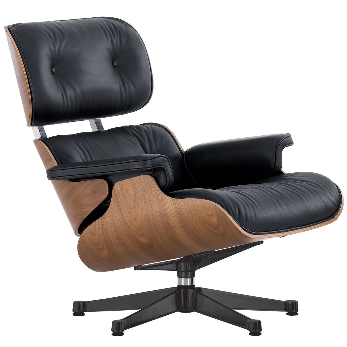 Vitra Eames Lounge Chair, new size, walnut black leather Preused