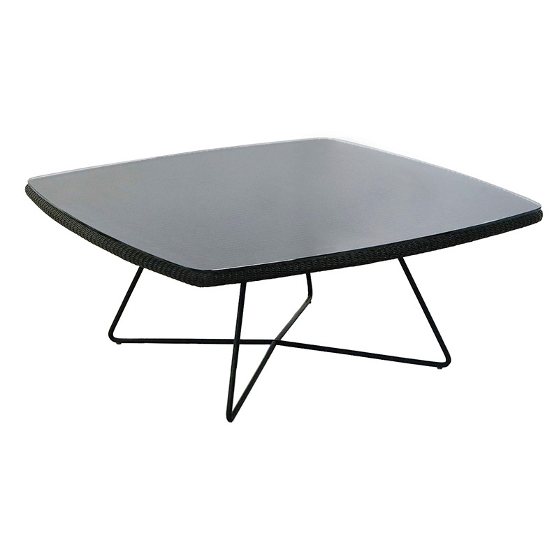 Caneline Coffee table, 120 x 120 cm, rattan glass, black Preused