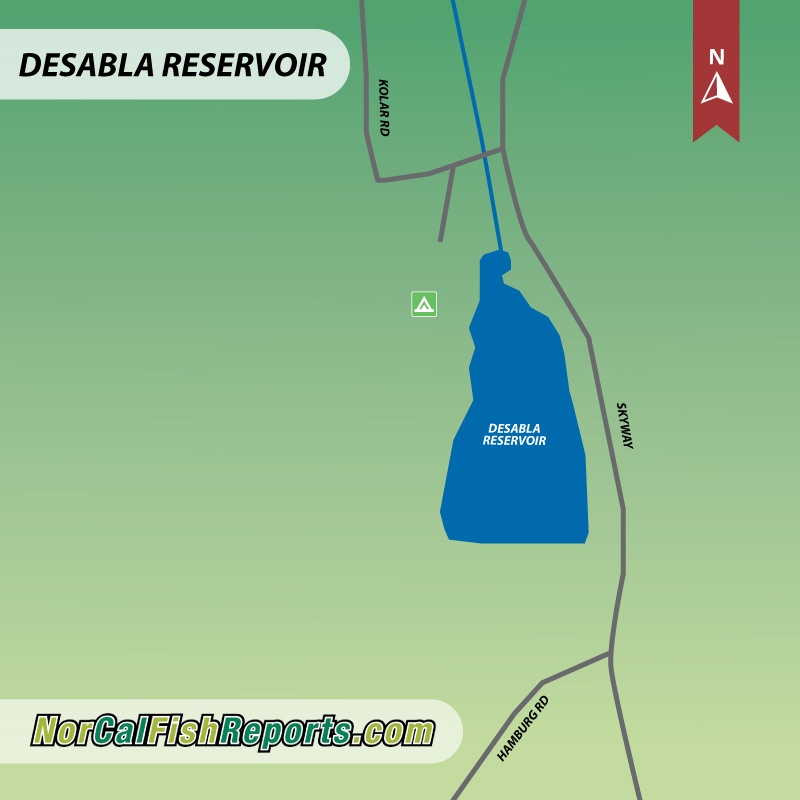 Desabla Reservoir Magalia, CA Fish Reports & Map