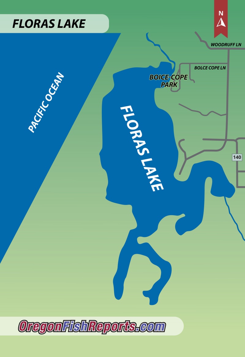 Floras Lake Port Orford, OR Fish Reports & Map