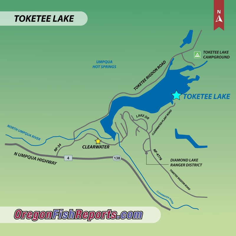 Toketee Lake Clearwater, OR Fish Reports & Map