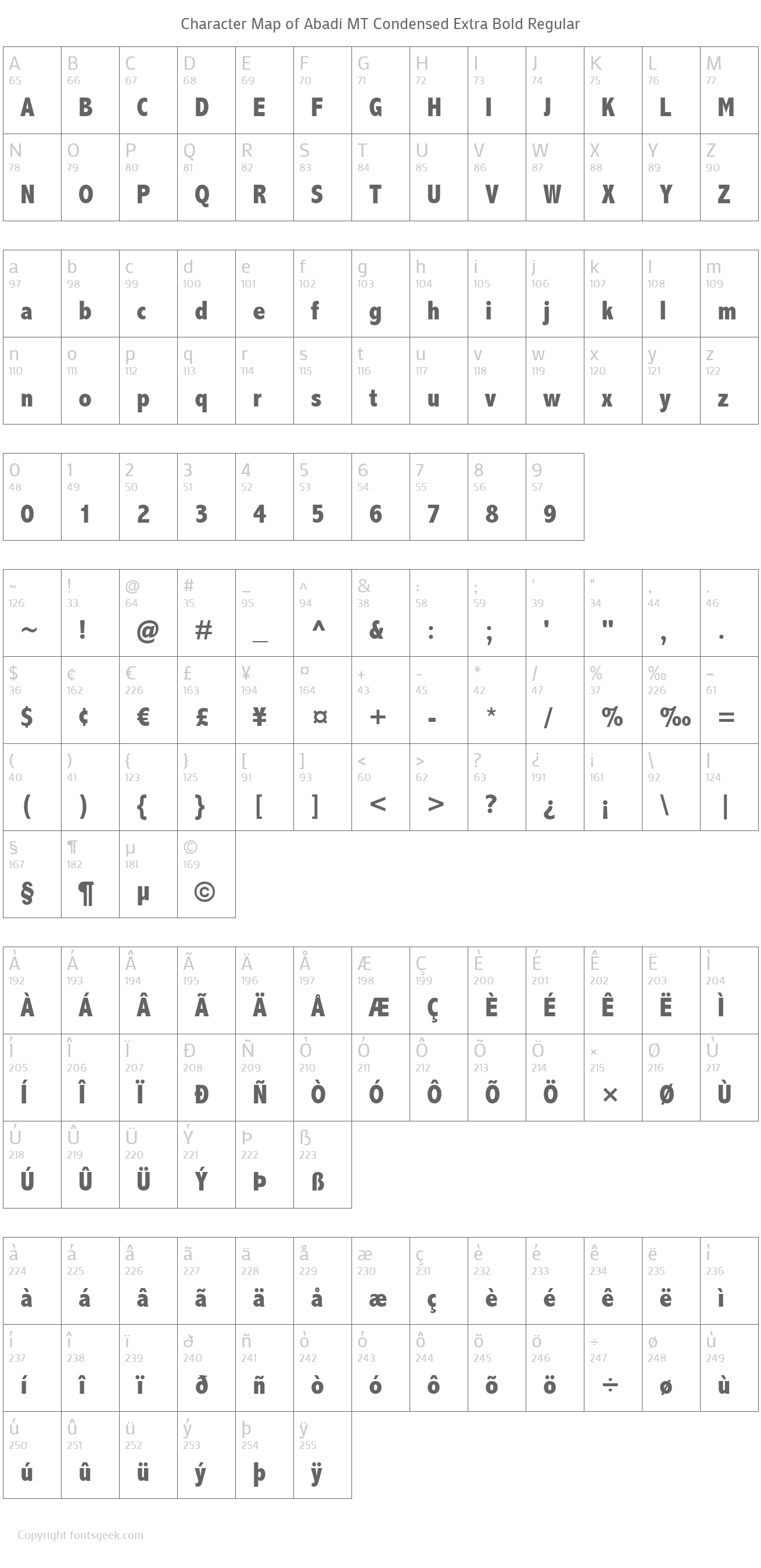 Abadi MT Condensed Extra Bold Regular Download For Free, View Sample