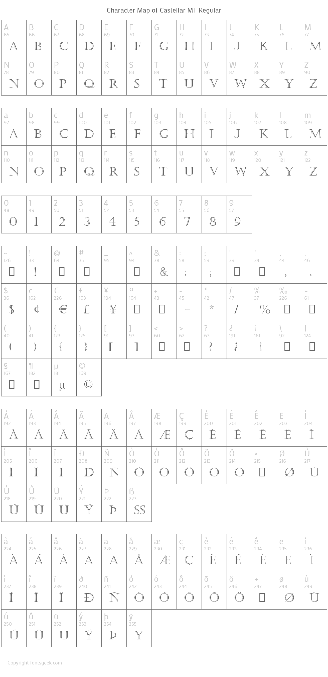Castellar MT Regular Download For Free, View Sample Text