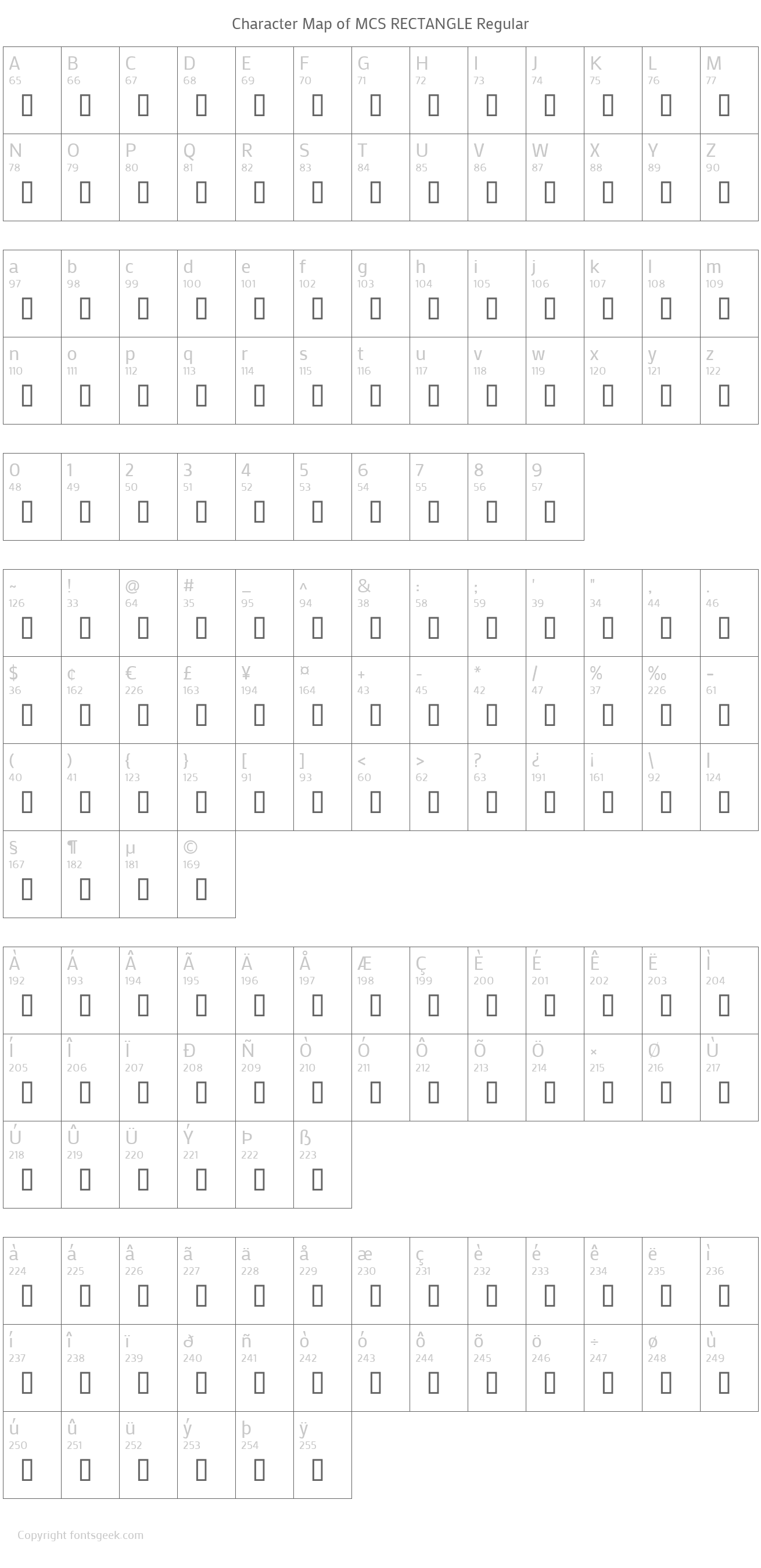 MCS RECTANGLE Regular Download For Free, View Sample Text, Rating And