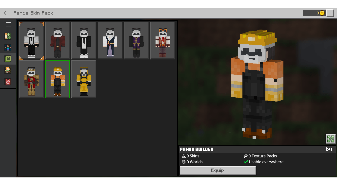 Panda Skin Pack Minecraft Bedrock Addons