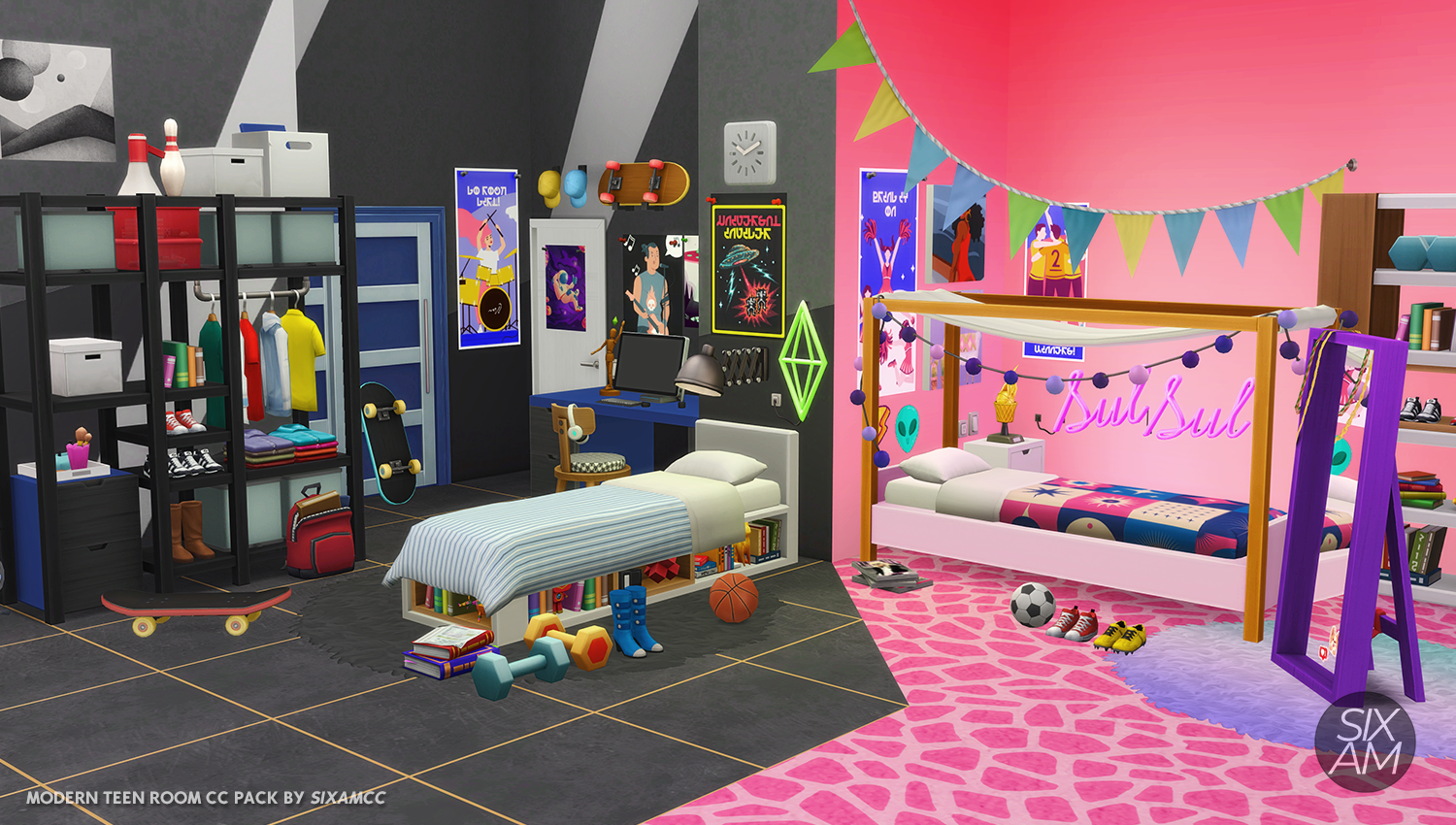 Modern Teen Bedroom CC Pack The Sims 4 Build / Buy