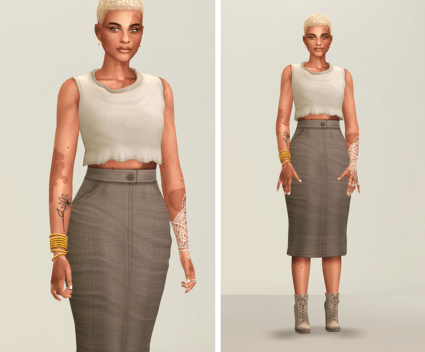 Le' 1 Sleeveless Knit & Midi Skirt Set The Sims 4 Create a Sim