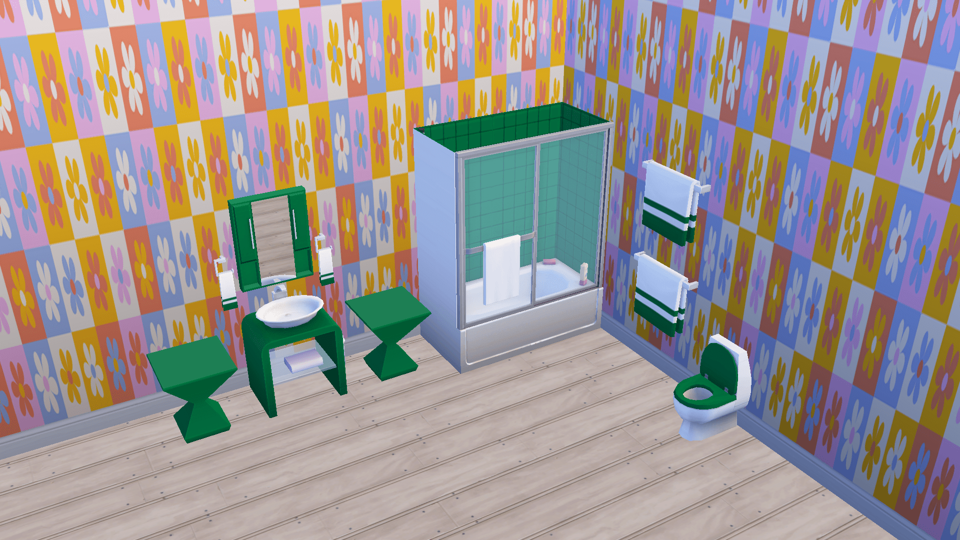 FCRetro Bathroom With Trim Wall The Sims 4 Build / Buy