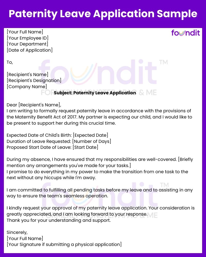 Paternity Leave Application Writing Guide, Format & Samples