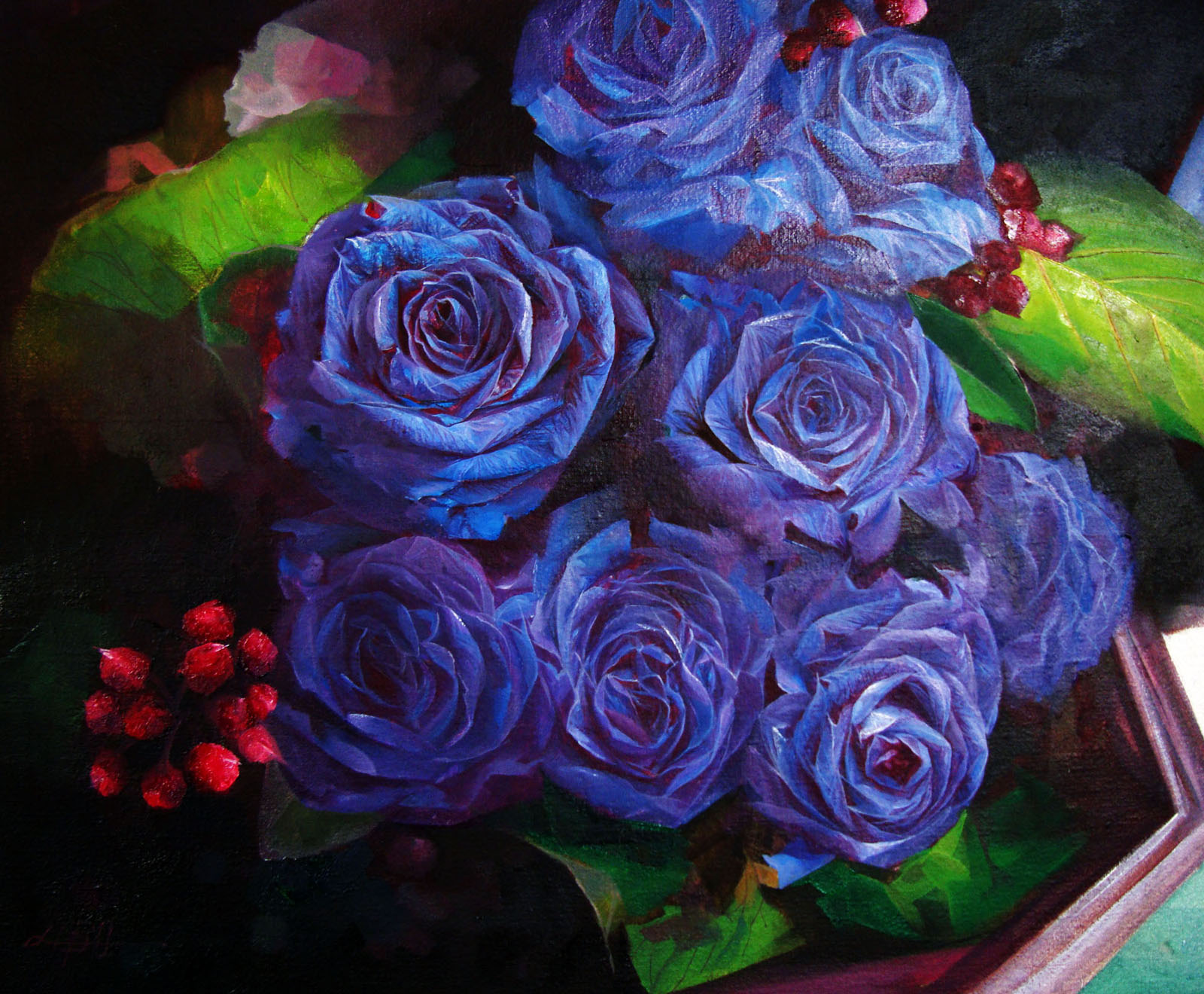 Blue Rose, Painting for sale by Liboart Foundmyself