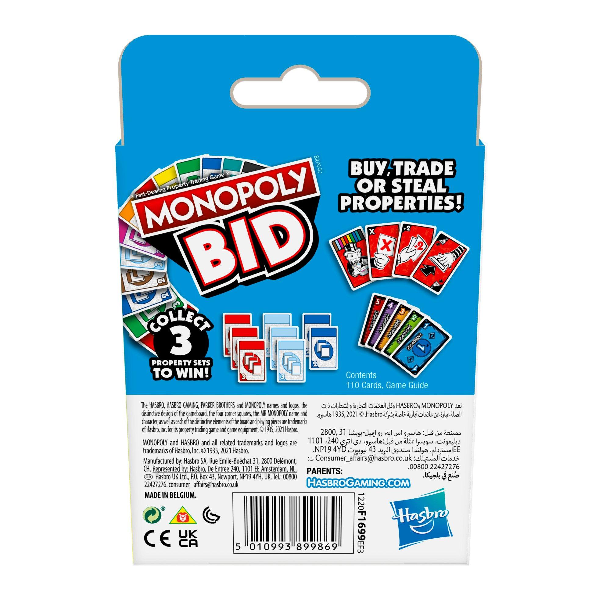 Monopoly Bid Card Game GameStop