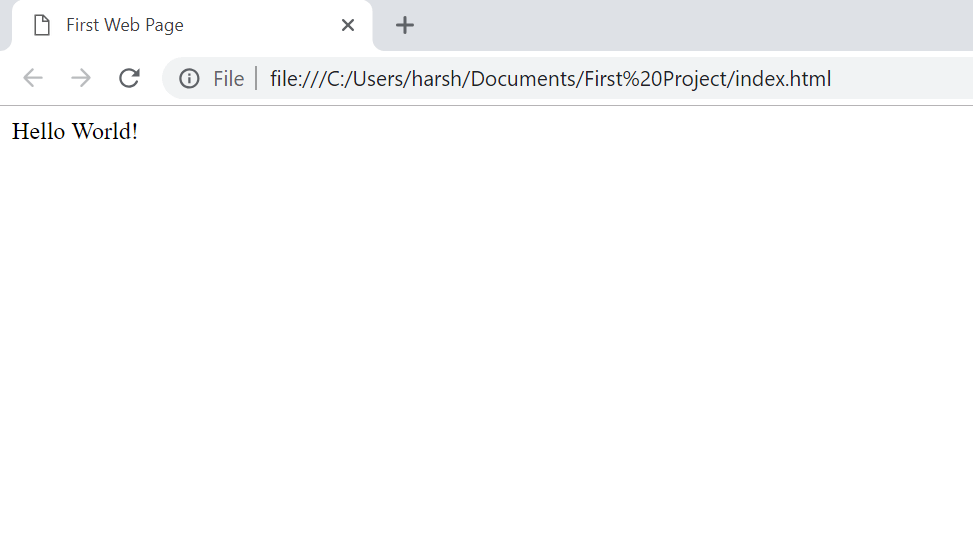 HTML Course First Web Page Printing Hello World - GeeksforGeeks