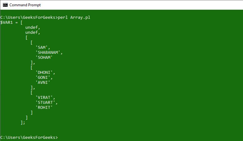 Perl Multidimensional Arrays