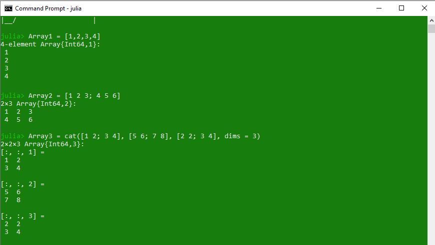 Arrays in Julia